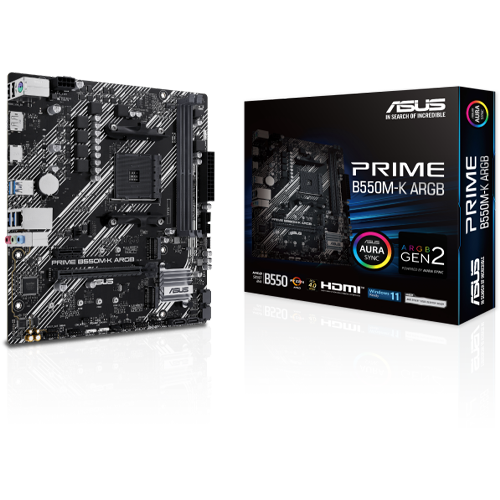 ASUS PRIME B550M-K ARGB | AM4 | DDR4 | PCIe 4.0 | mATX Motherboard